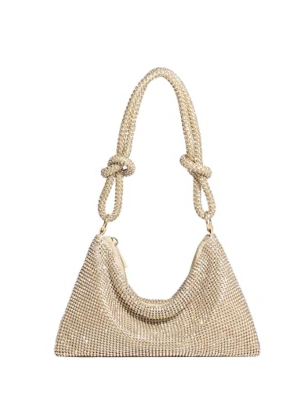 Rhinestone Evening Bag Glitter Sparkly Mini Clutch Purse with Knotted Strap